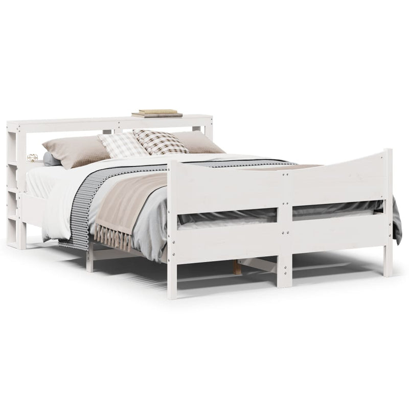 Bed Frame with Headboard White 160x200 cm Solid Wood Pine