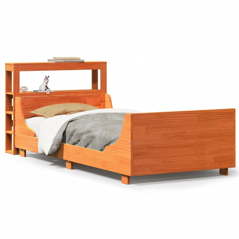 Bed Frame without Mattress Wax Brown 100x200 cm Solid Wood Pine