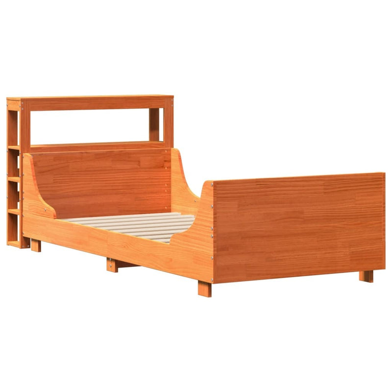 Bed Frame without Mattress Wax Brown 100x200 cm Solid Wood Pine