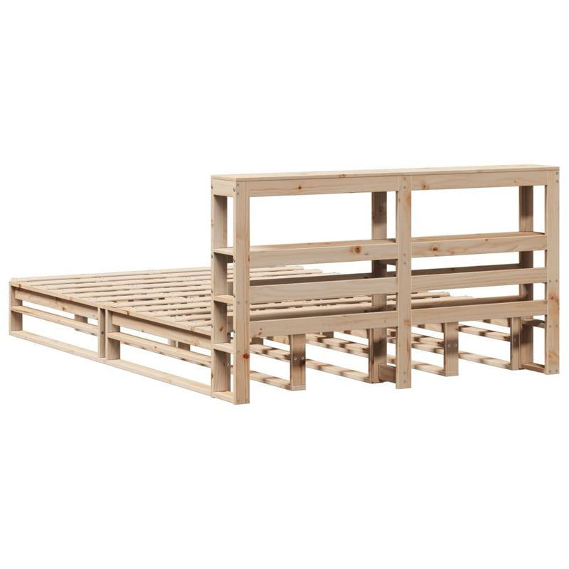 Bed Frame without Mattress 150x200 cm King Size Solid Wood Pine