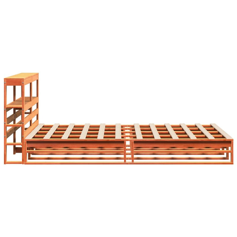 Bed Frame without Mattress Wax Brown 135x190 cm Double Solid Wood Pine