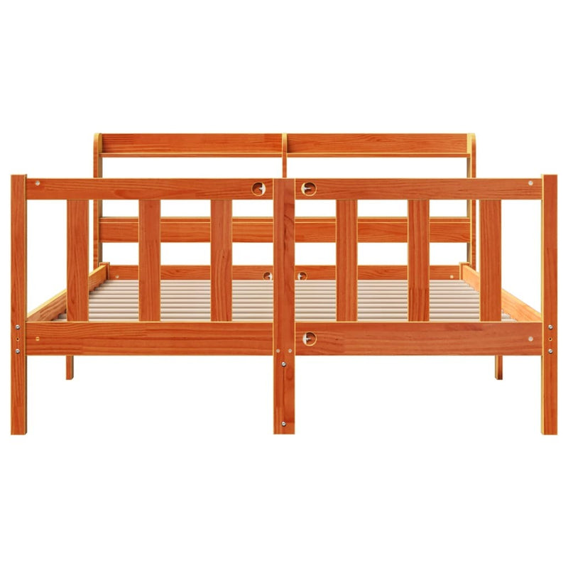 Bed Frame with Headboard without Mattress Wax Brown 140x190 cm