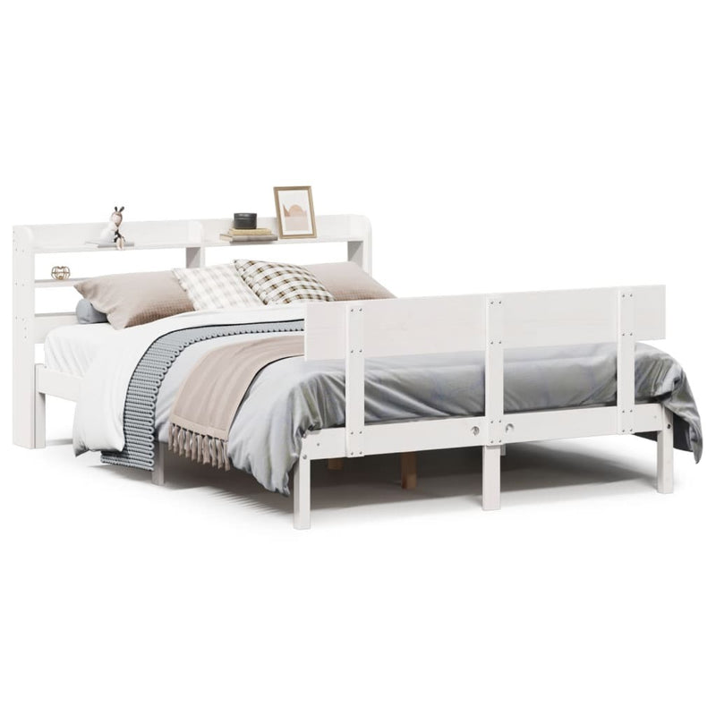 Bed Frame without Mattress White 140x190 cm Solid Wood Pine