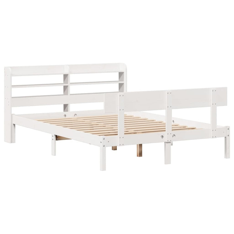 Bed Frame without Mattress White 140x190 cm Solid Wood Pine