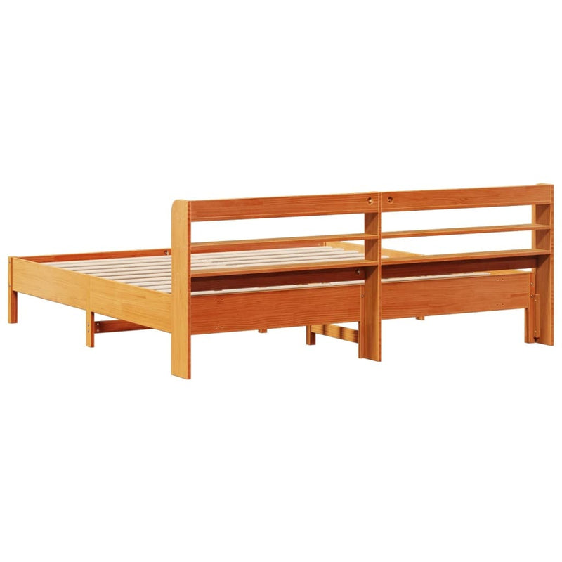 Bed Frame without Mattress Wax Brown 200x200 cm Solid Wood Pine