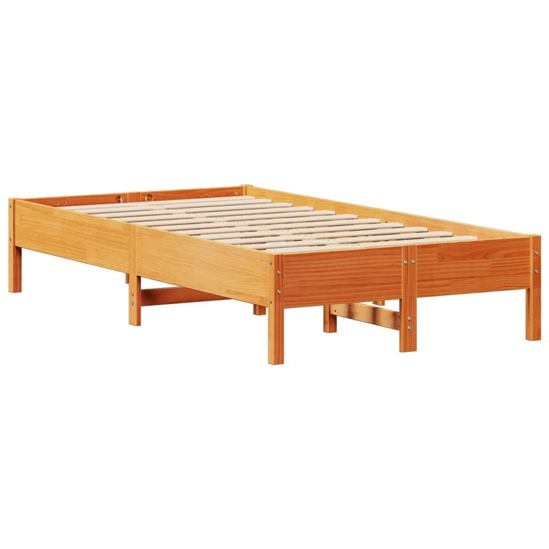 Bed Frame without Mattress Wax Brown 90x200 cm Solid Wood Pine