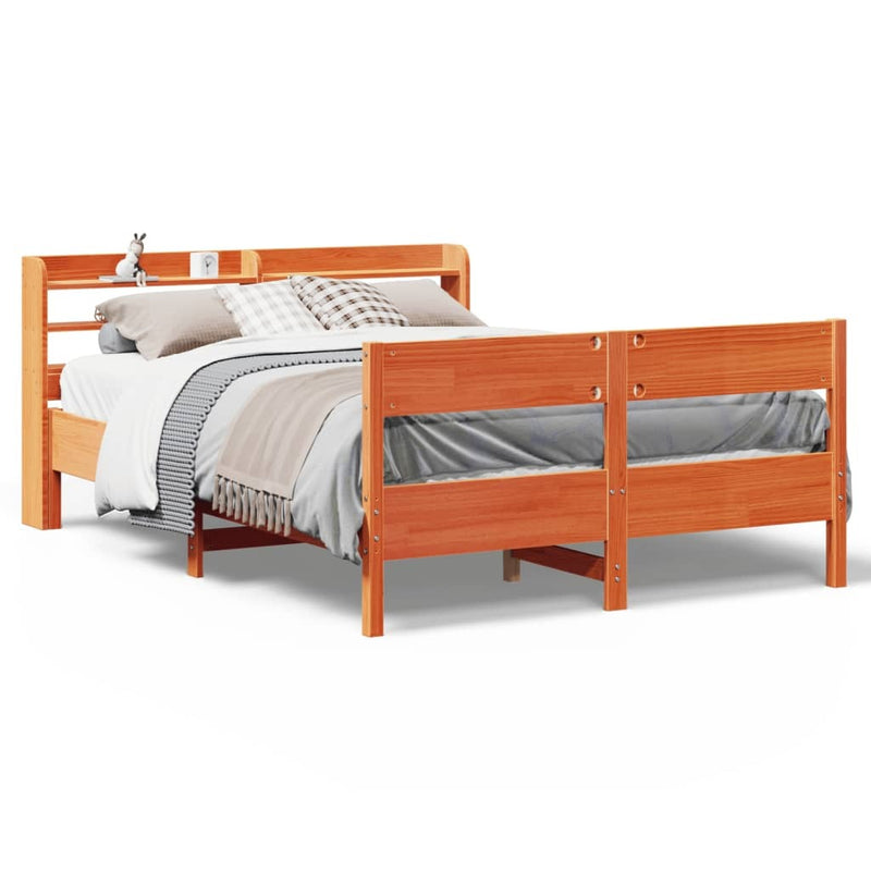 Bed Frame without Mattress Wax Brown 160x200 cm Solid Wood Pine