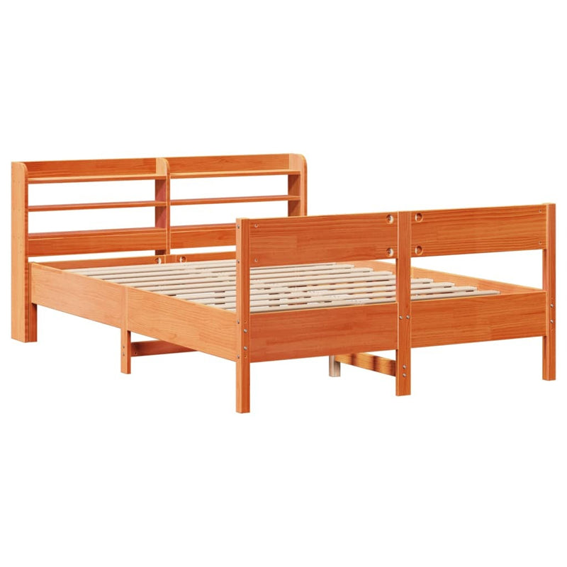 Bed Frame without Mattress Wax Brown 160x200 cm Solid Wood Pine