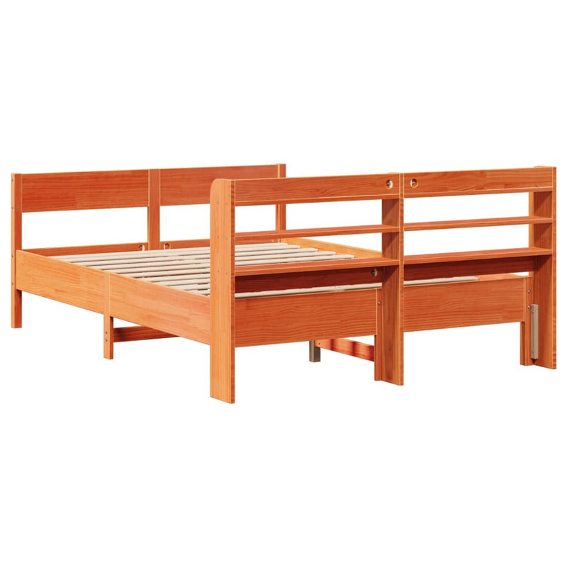 Bed Frame without Mattress Wax Brown 160x200 cm Solid Wood Pine