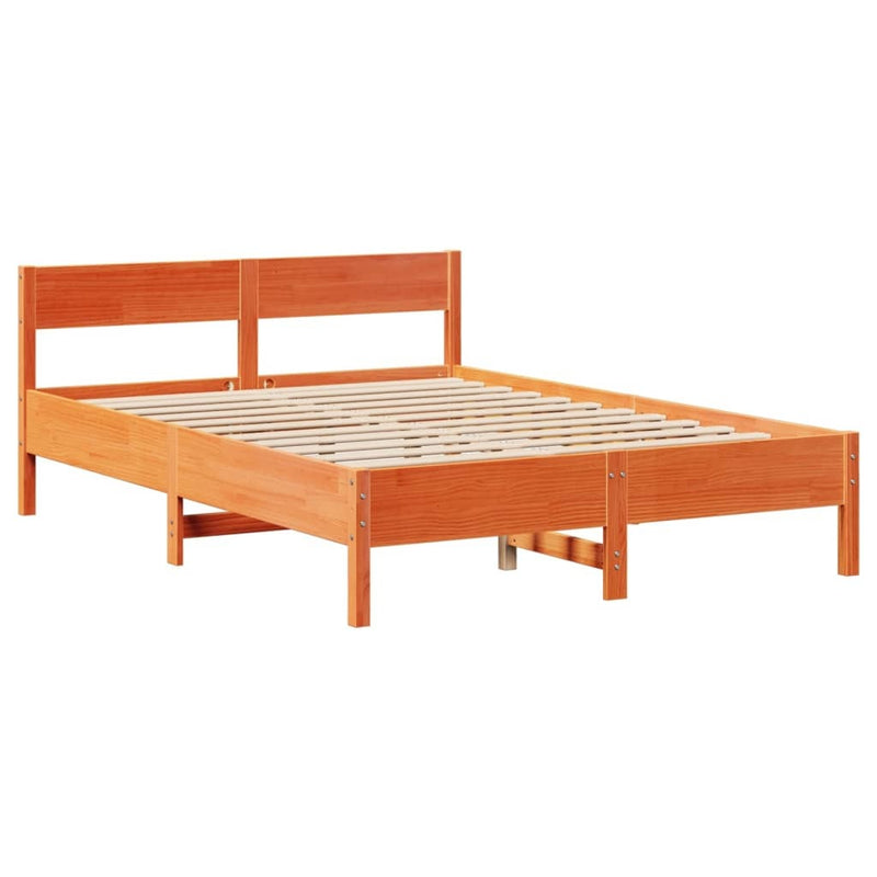 Bed Frame without Mattress Wax Brown 120x200 cm Solid Wood Pine