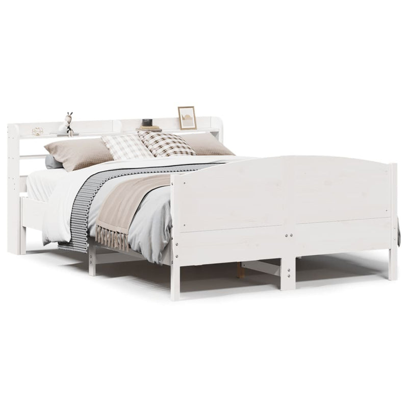 Bed Frame without Mattress White 140x190 cm Solid Wood Pine