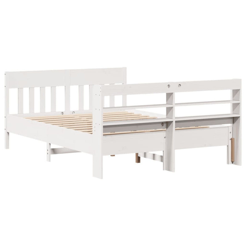 Bed Frame without Mattress White 150x200 cm King Size Solid Wood Pine