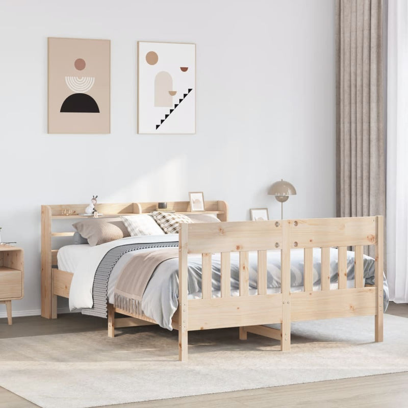 Bed Frame without Mattress 140x190 cm Solid Wood Pine