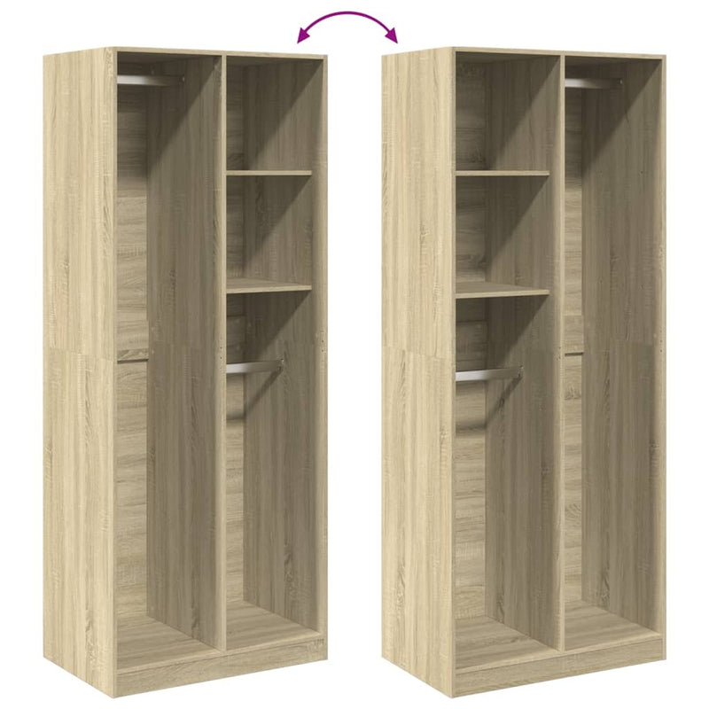 Wardrobe Sonoma Oak 80x50x200 cm Engineered Wood