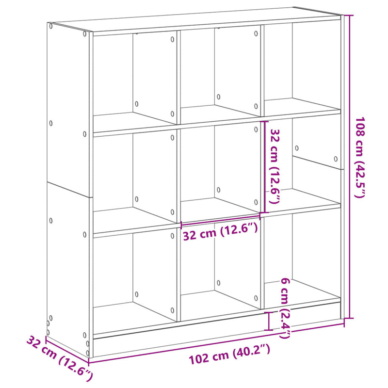 Bookcase Concrete Grey 102x32x108 cm Engineered Wood