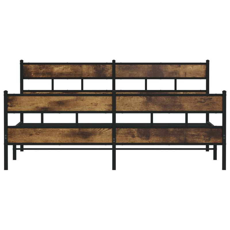 Metal Bed Frame without Mattress Smoked Oak 200x200 cm