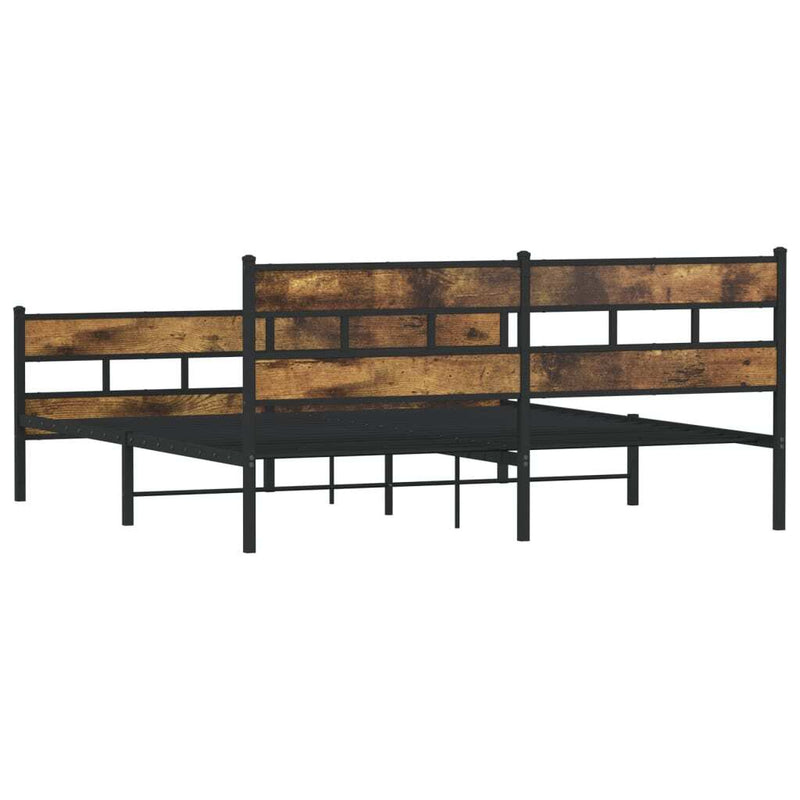 Metal Bed Frame without Mattress Smoked Oak 200x200 cm