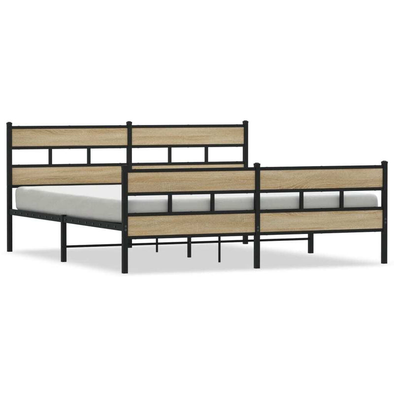 Metal Bed Frame without Mattress Sonoma Oak 180x200 cm Super King