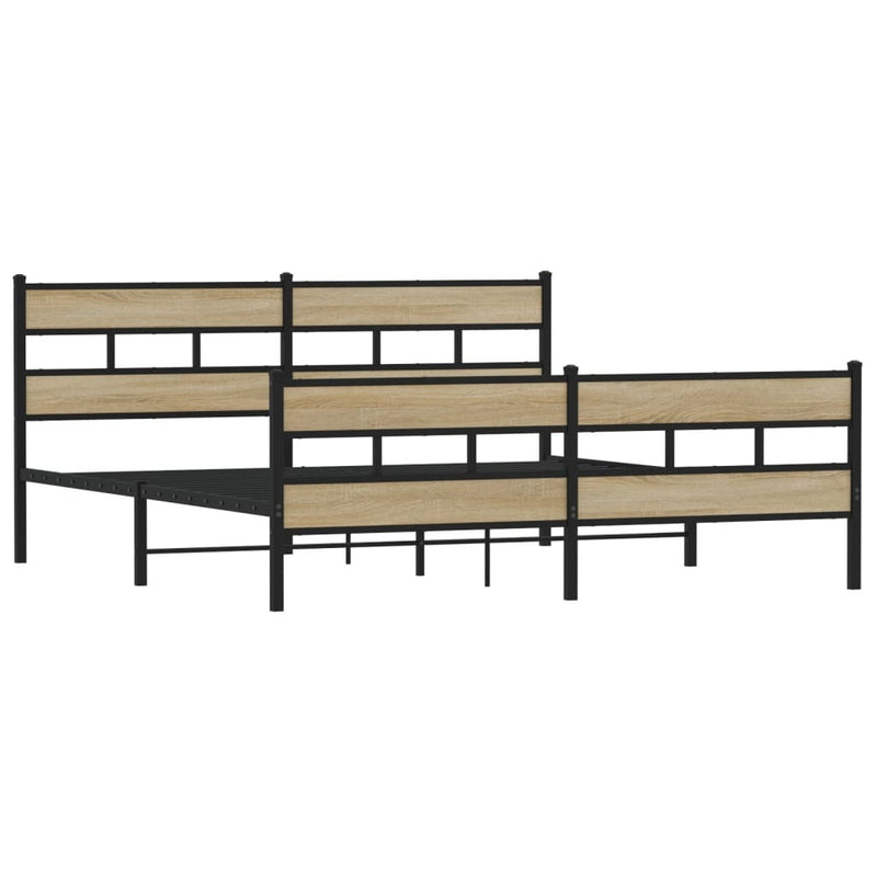 Metal Bed Frame without Mattress Sonoma Oak 180x200 cm Super King