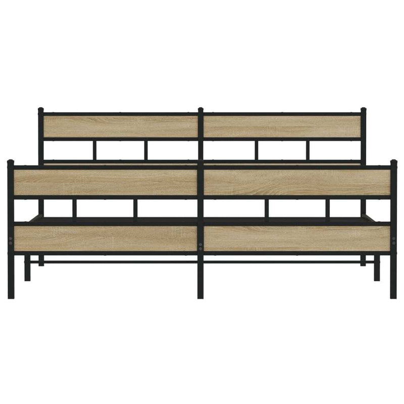 Metal Bed Frame without Mattress Sonoma Oak 180x200 cm Super King