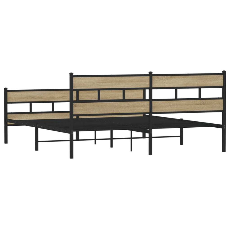 Metal Bed Frame without Mattress Sonoma Oak 180x200 cm Super King