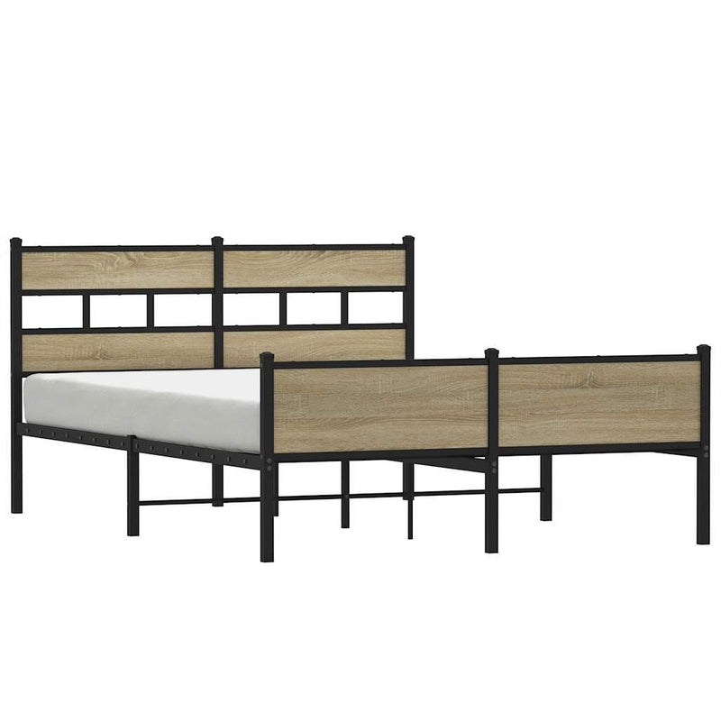 Metal Bed Frame without Mattress Sonoma Oak 160x200 cm