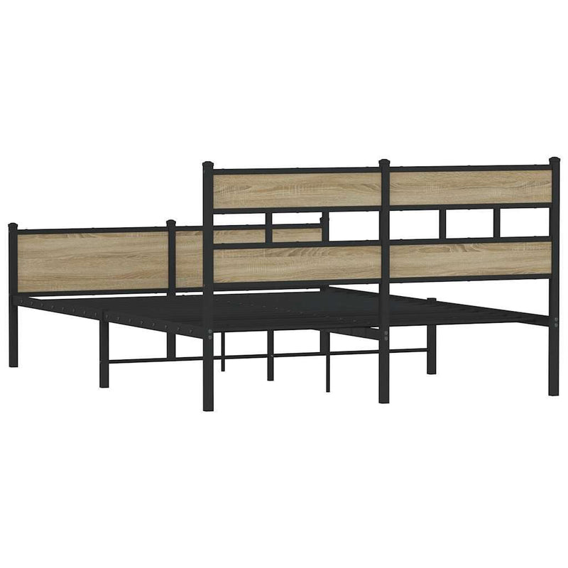 Metal Bed Frame without Mattress Sonoma Oak 160x200 cm