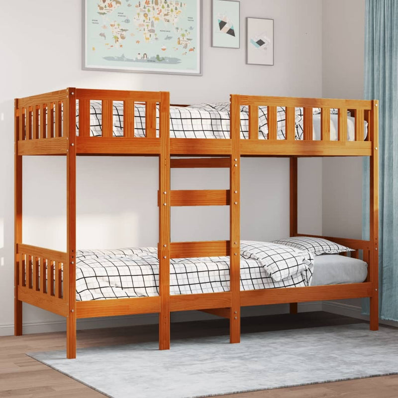 Bunk Bed Wax Brown 75x190 cm Solid Wood Pine