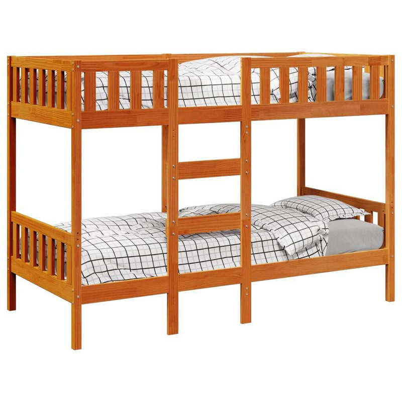 Bunk Bed Wax Brown 75x190 cm Solid Wood Pine