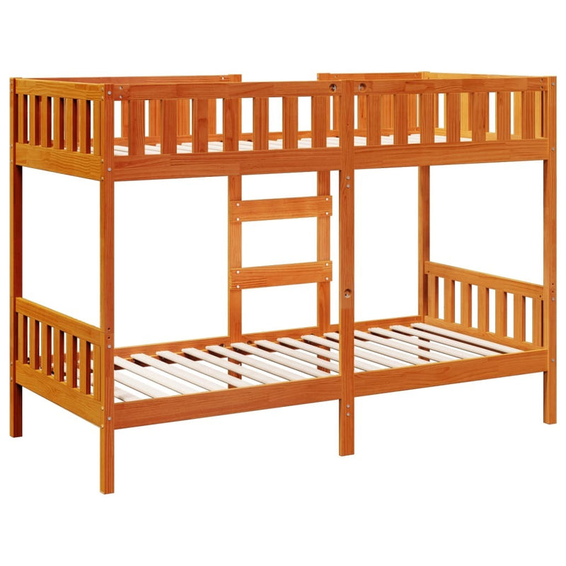 Bunk Bed Wax Brown 75x190 cm Solid Wood Pine