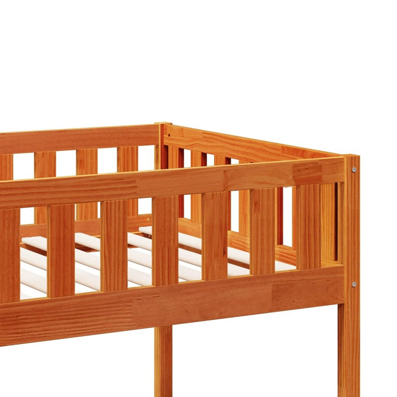 Bunk Bed Wax Brown 75x190 cm Solid Wood Pine