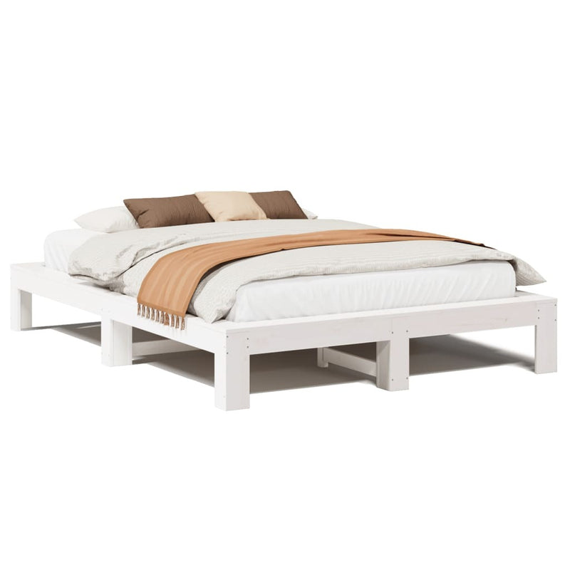 Bed Frame without Mattress White 140x200 cm Solid Wood Pine