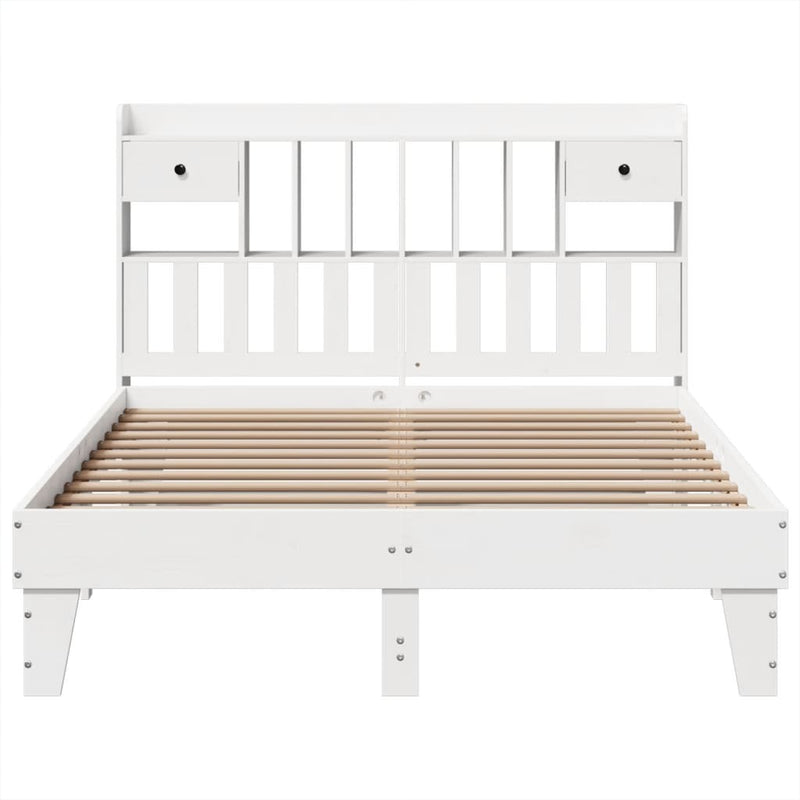 Bed Frame without Mattress White 140x190 cm Solid Wood Pine