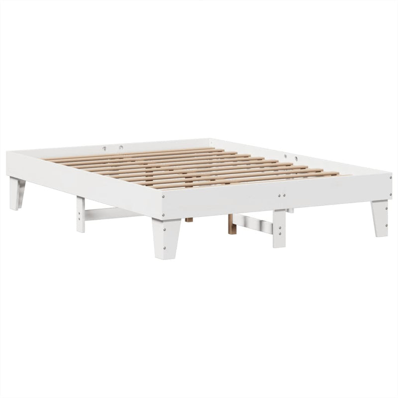 Bed Frame without Mattress White 140x190 cm Solid Wood Pine