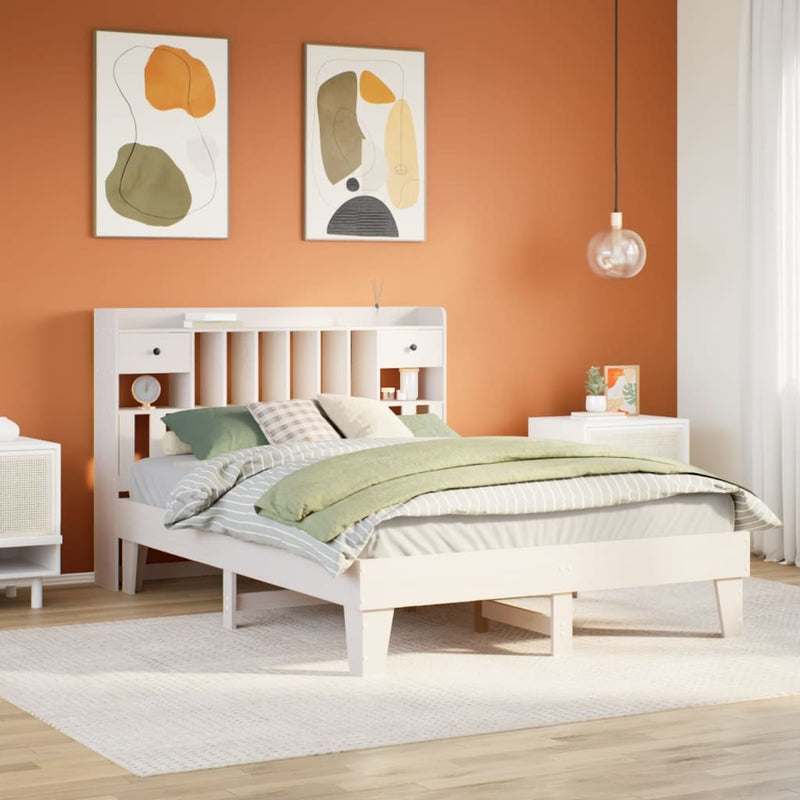 Bed Frame without Mattress White 140x190 cm Solid Wood Pine