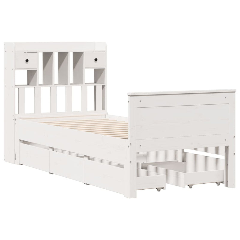 Bookcase Bed without Mattress White 100x200 cm Solid Wood Pine