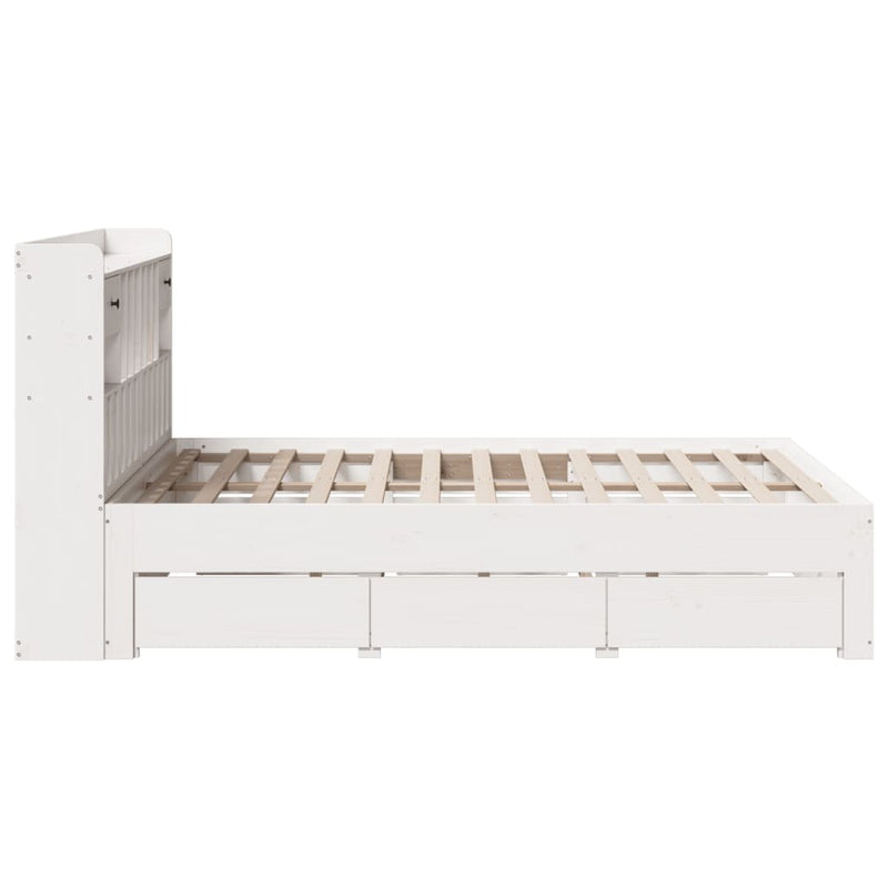 Bookcase Bed without Mattress White 160x200 cm Solid Wood Pine