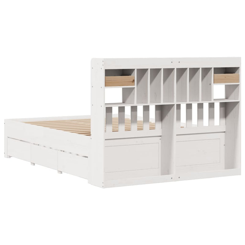 Bookcase Bed without Mattress White 160x200 cm Solid Wood Pine