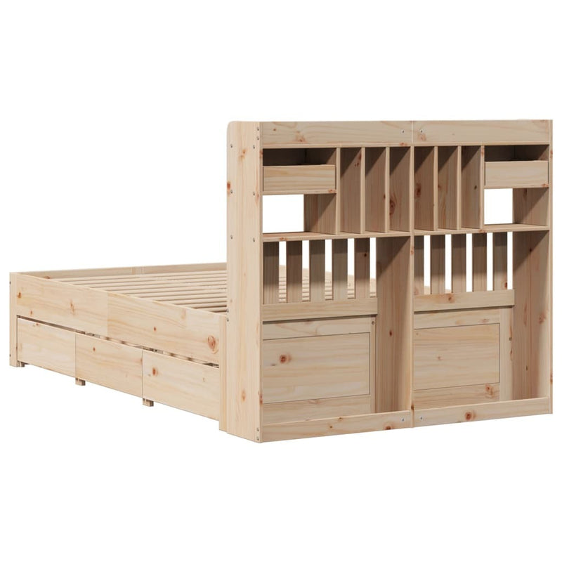 Bookcase Bed without Mattress 120x200 cm Solid Wood Pine