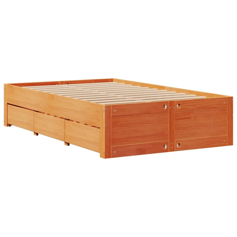 Bookcase Bed without Mattress Wax Brown 120x200 cm Solid Wood Pine