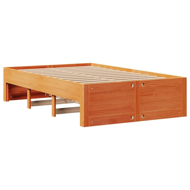 Bookcase Bed without Mattress Wax Brown 120x200 cm Solid Wood Pine