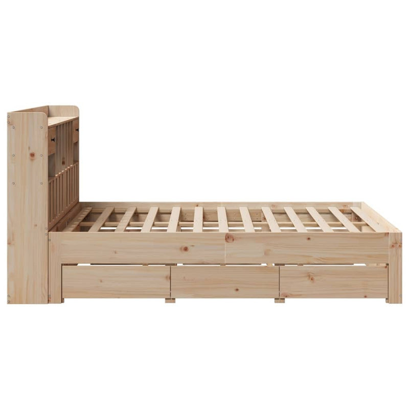 Bookcase Bed without Mattress 140x190 cm Solid Wood Pine