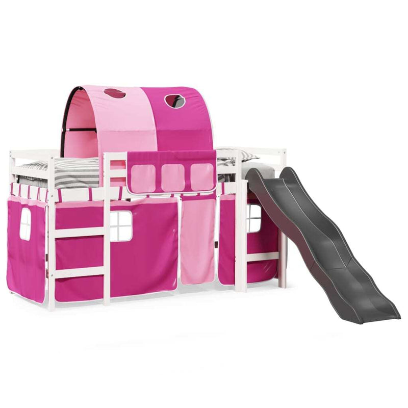 Kids' Loft Bed with Tunnel Pink 90x190 cm Solid Wood Pine