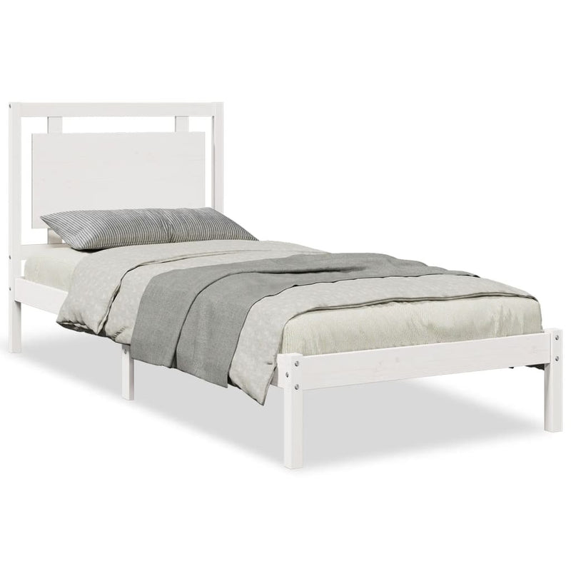 Extra Long Bed Frame without Mattress?White 100x210 cm Solid Wood