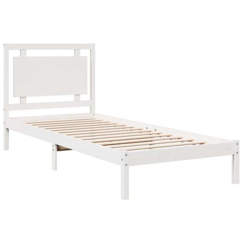 Extra Long Bed Frame without Mattress?White 100x210 cm Solid Wood