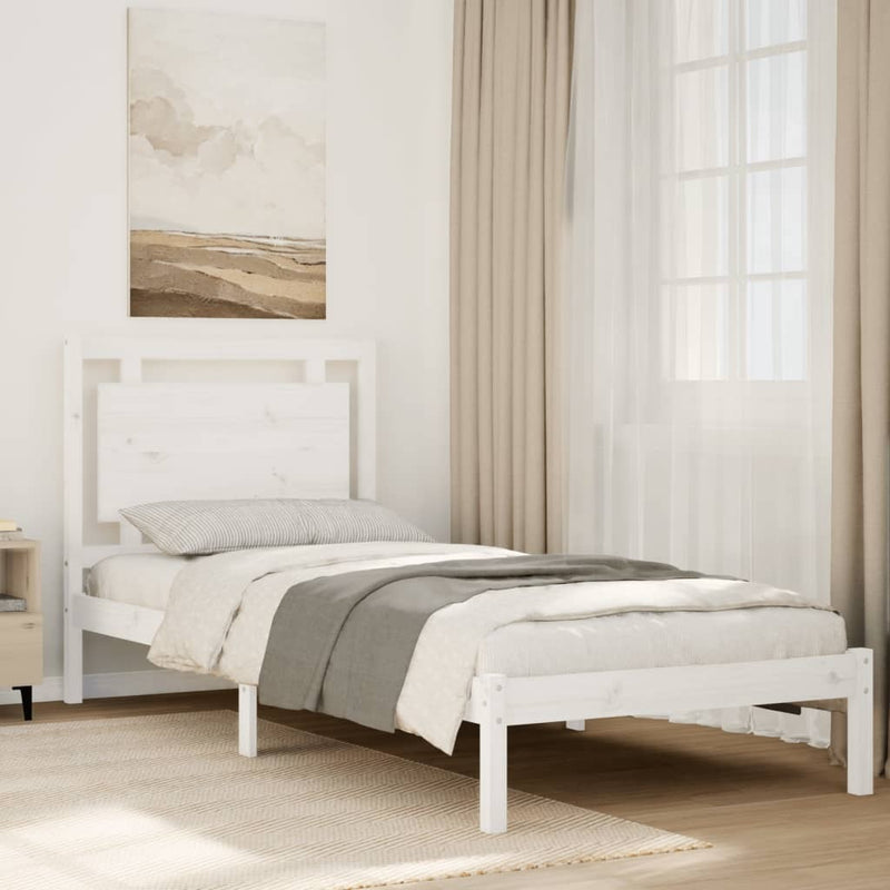 Extra Long Bed Frame without Mattress?White 100x210 cm Solid Wood