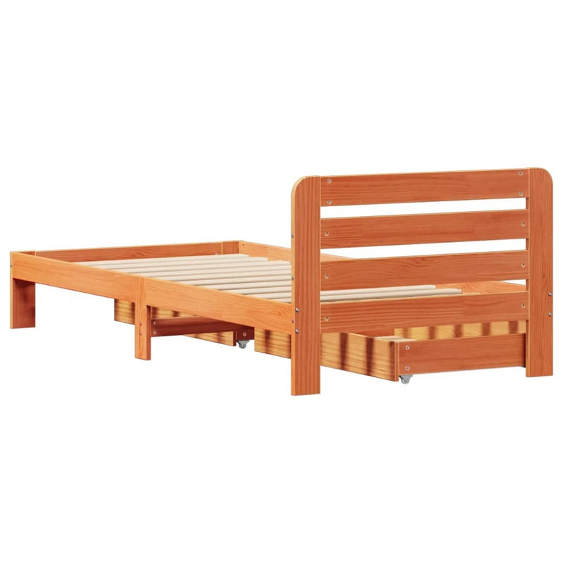 Bed Frame without Mattress Wax Brown 75x190 cm Small Single Solid Wood Pine