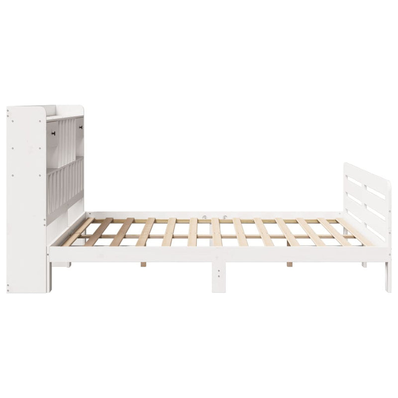 Bookcase Bed without Mattress White 200x200 cm Solid Wood Pine