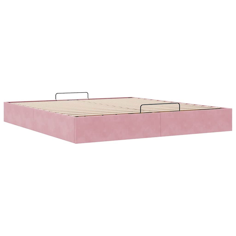 Ottoman Bed Frame No Mattress Pink 200x200 cm Velvet