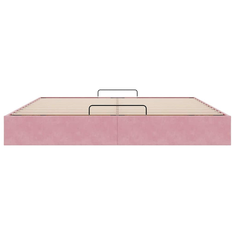 Ottoman Bed Frame No Mattress Pink 200x200 cm Velvet